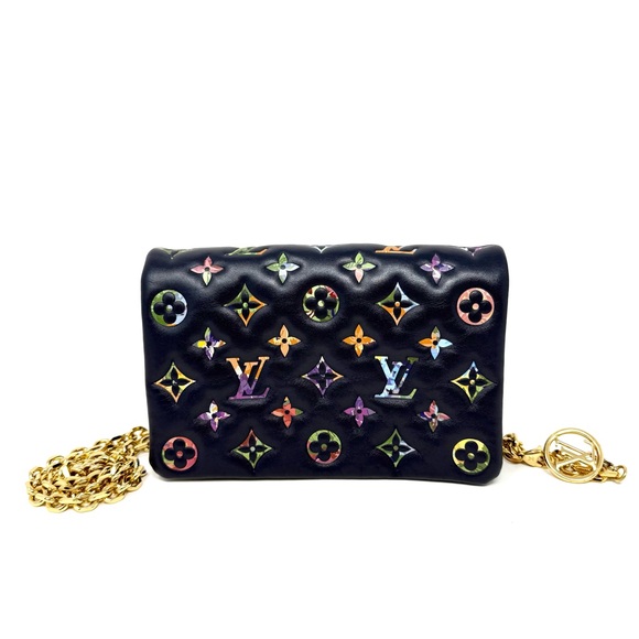 Louis Vuitton LV Garden Pochette Coussin Embossed Multicolor Monogram Navy - Picture 3 of 16